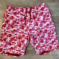BAPE: Pink Camo Beach Shorts