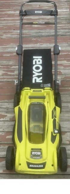 Ryobi 40 Volt Brushless Lawn Mower With Charger And Two Batterys