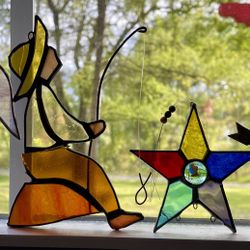 Vintage stain glass suncatchers