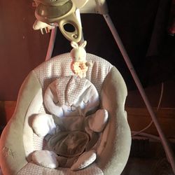 Ingenuity InLighten Baby Swing - Easy-Fold Frame & Light Up Mobile - Twinkle Tails