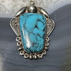 Sterling Silver Mexico Turquoise Pendant 