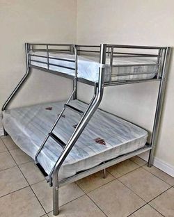 Must Go !! Twin Over Full Metal Bunk Bed Optional Mattresses - Cash & Finance