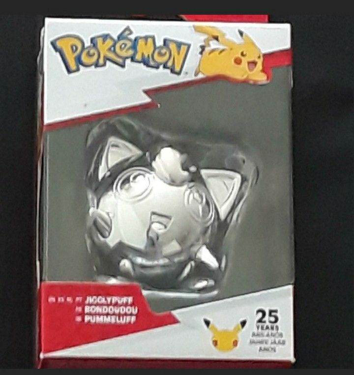 Pokemon 25th Celebration Silver Jigglypuff Battle Figurine - 3" Tall