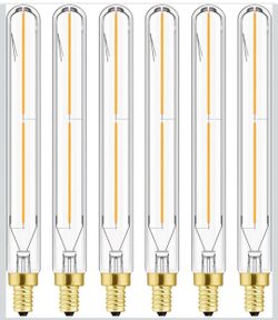 (Brand New in Box)  Leools E12 Led Long Bulb,7.3Inch Long Tubular Light Bulbs,T6 B11 Candelabra Bulb 40 watt for Chandeliers,Clear Glass,Warm White,25
