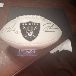 Oakland Raiders Football Signed By Derek Carr And Latavius Murray