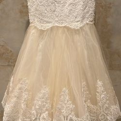 Wedding Flower Girl Formal Off White Girls Dress New Size 8