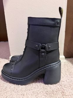 Dr. Martens Black Leather Heeled Boots