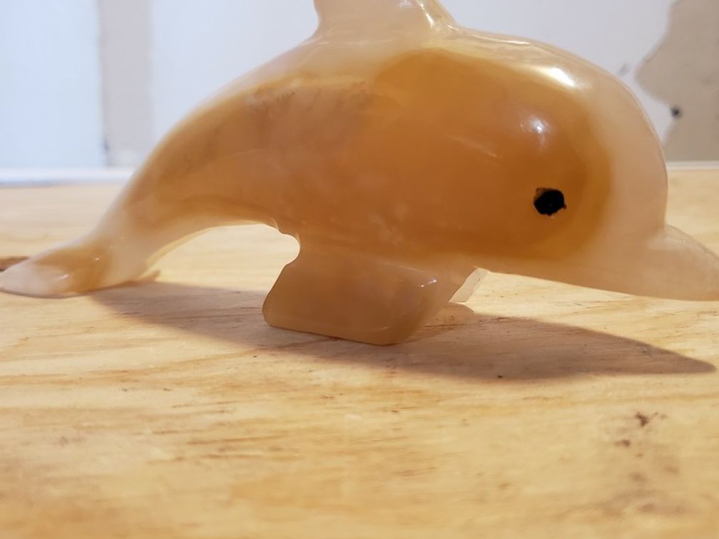 Gorgeous Alabaster Dolphin Paperweight.