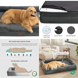 XXL Orthopedic Dog Bed - Washable Great Dane Dog Sofa Beds for Giant Dogs, Supportive Foam Pet Couch Bed with Removable Washable Cover, Waterproof Lin