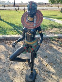 African Brass Statue  52"  (Read Discription)