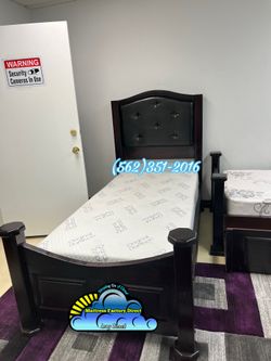 Twin wooden bed frame mattress and Boxspring bed set new Colchon y tambor