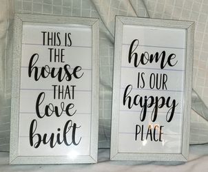 "This is the House that Love Built" & "Home is our Happy Place" Wall Home Décor Dual Set
