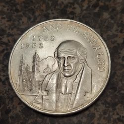 🇲🇽🇲🇽1953 Mexico 5 Pesos Hidalgo  Silver Coin Low Mintage 
