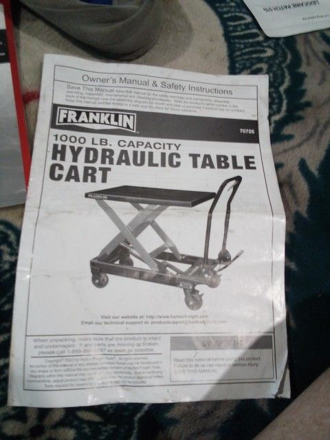 1000 LB. Hydraulic Table Left
