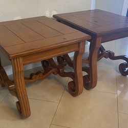 Wood End Tables Pair (2)