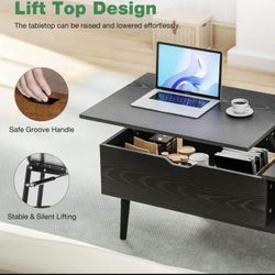vintage style lift up wooden coffe table black