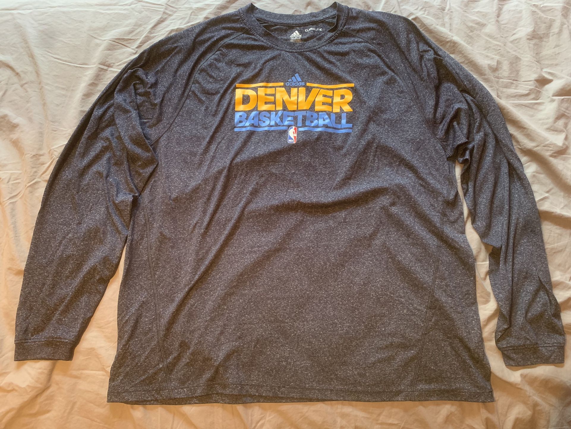 Gray Denver Nuggets Adidas Climalite Shirt; Men’s 2XL