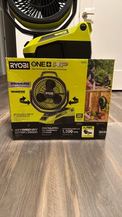 RYOBI ONE+ 18V HP Brushless Cordless Hybrid 9 in. WHISPER SERIES Oscillating Fan (Tool Only)