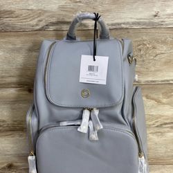 NEW KeriKit England Amber Apple Diaper Bag Backpack - Grey Leather