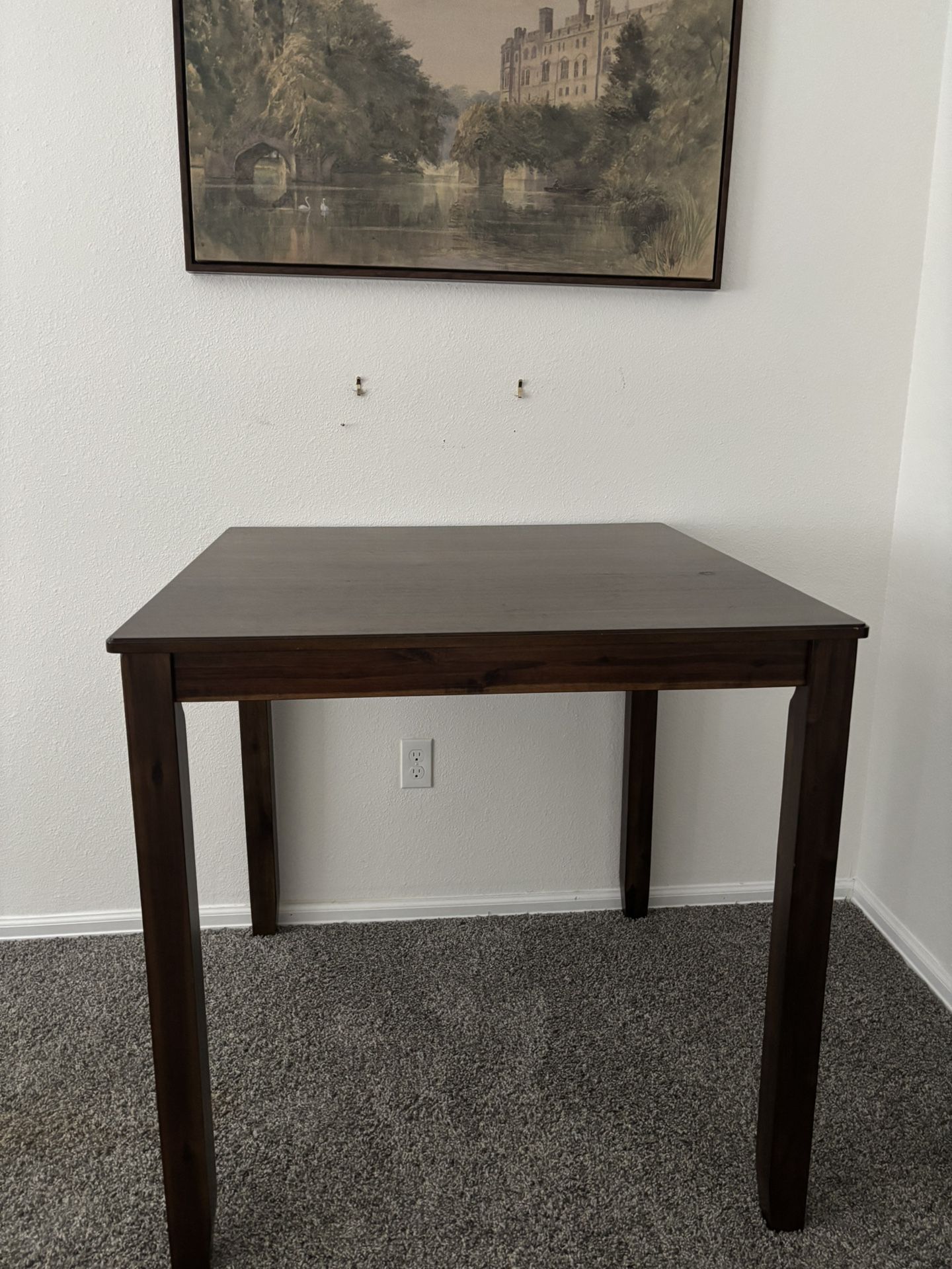 Square Wooden Table (comes with 4 chairs). Only 1 Yr Of Use, In Excellent Condition