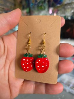 Handmade Clay Strawberry Earrings