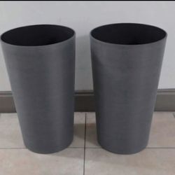 *** REDUCED *** PAIR of 22" Tall Gray Resin Planters @ Lasting Creations