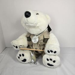 Build A Bear Workshop WWF Fishing Polar Bear Plush 14" Stuffed Animal