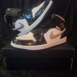 Air Jordan 1 Mid SE Black Metallic /silver White