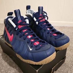 Nike Air Foamposite Pro Blue Void University Red Mens US Size 8.5 Sneakers Basketball Shoes Rare