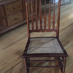 Antique Wood Rocking Chair With Cane