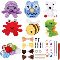 Brand New 6Pcs Crochet Kit for Beginners, 2025 Upgraded Animal Crochet Kit, DIY Craft for Adults and Kids, All in One Crochet Knitting Kit