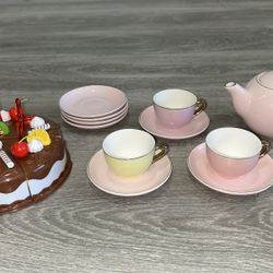 Children’s Porcelain Play Tea Set & Birthday cake Toy