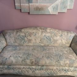 Vintage Floral Couch Set – Stunning Braided Trim & Curved Design – $1000 for Both!