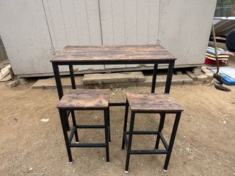 3-Piece Counter Height Table & 2 Stools – Rustic Industrial Style