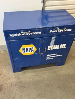  Vintage Napa Echlin 2-Door Metal Garage Cabinet + Tools 