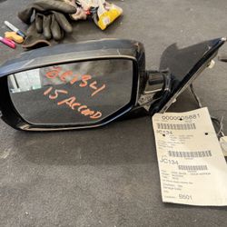  2013 - 2015 Honda Accord Door Mirror Driver LH Black 6 wires heated w/o blind spot alert JC134
