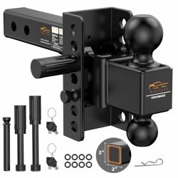 Adjustable Trailer Hitch 12,500 lbs 2” Receiver Dual Ball 6” Drop/Rise
