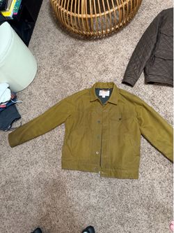 Filson Tin Cloth Short Cruiser Jacket Large Tan/Olive Waxed Canvas