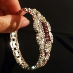Nolan Miller Victorian Floral  Lace Hinged Bangkok Bracelet  Made In Thailand 