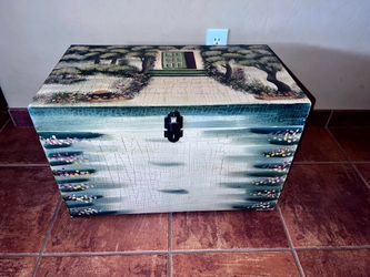 Hand Painted Wooden Trunk