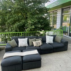 (Free Delivery) Wade Logan 6 Piece Sectional with Ottoman