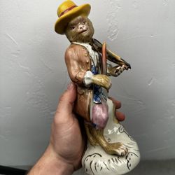Antique Meissen monkey figurine c.1880 model Violinist Chipped Violin Scroll