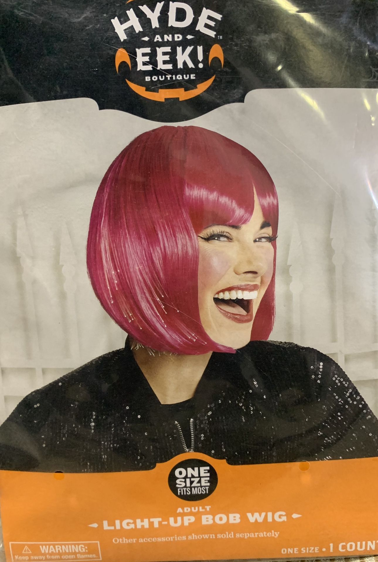 NEW Hyde and Eek! Adult Bright Pink Light Up Bob costume Wig