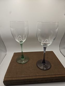 Colored Stem Wine Glasses Set of 2