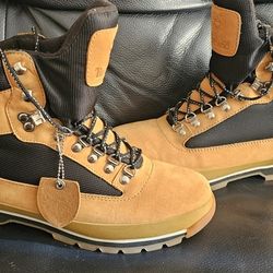 Timberland Men's Field Trekker Waterproof Boots in a wheat/tan color. 
