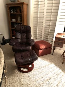 Leather Chair Ottoman Set