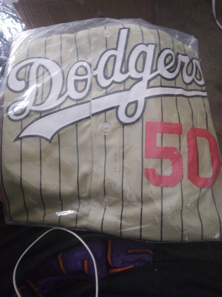 Mookie Betts Pinstripe Dodgers Jersey Gold Colorway..everything  Stitched..size 2X for Sale in Long Beach, CA - OfferUp