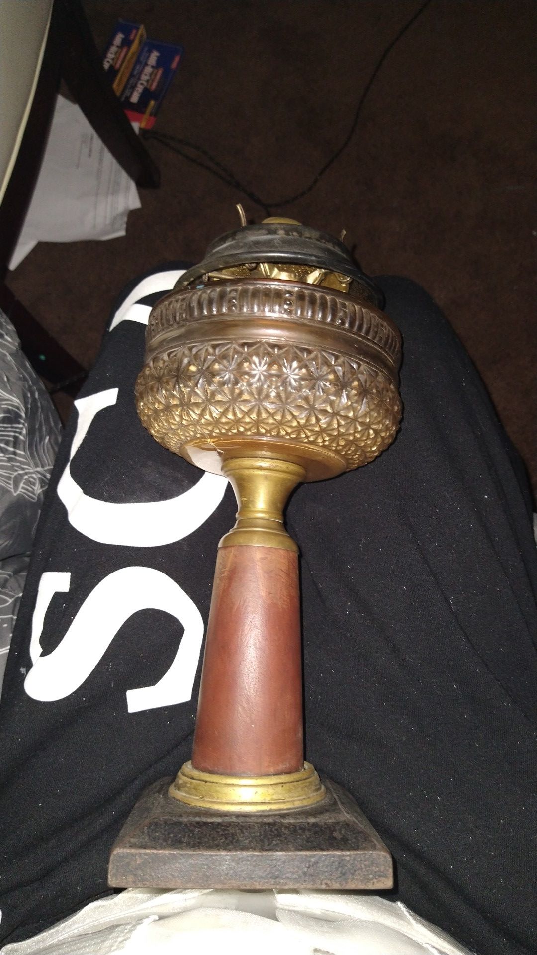 Vintage early 1900's oil burning lamp