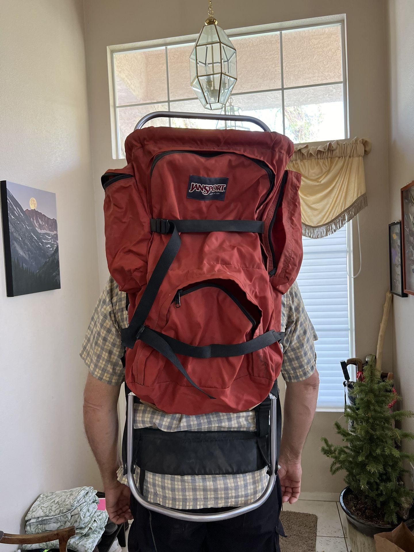 Vintage Jansport External Frame Red Backpack Hiking Camping