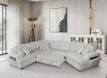 Gray super soft plush courderoy sectional couch